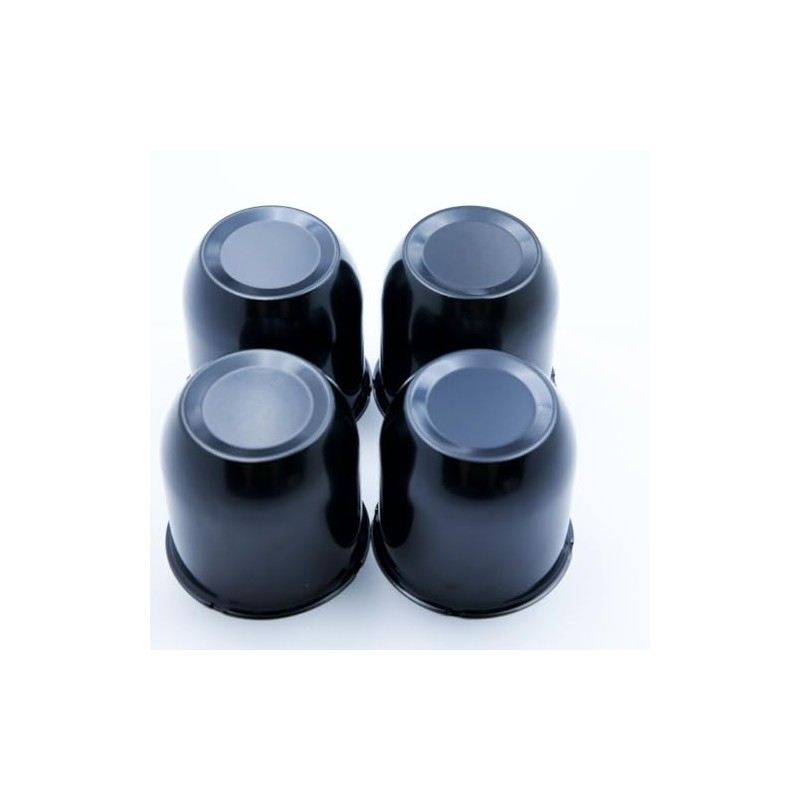 4 Push Through Black Wheel Center Caps for Trailer Wheel