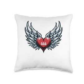 Angel Number 444 Heart And Wings Of Angel Number Spiritual Throw Pillow