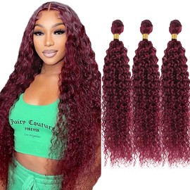 99J Bundles Burgundy Kinky Curly Human Hair Bundle Suhkrpt Hair 99J Wine Red 3 Bundles 30 32 34 Inch Burgundy Curly Wavy Bundle Double Weft Extensions