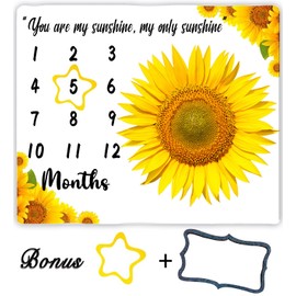 MTMETY Baby Monthly Milestone Blanket for Baby,You are My Sunshine Sunflower Baby Monthly Milestone Blanket,Baby Month Blanket for Baby,Baby Growth Chart Blanket 48x40inch BTZZME186