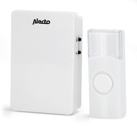 Alecto ADB-11 Wireless Doorbell, Wireless Doorbell, 30 Metre Range, IP44 Waterproof, 36 Melodies, Encrypted Signal, White