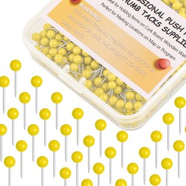 Map Tacks 1/8-Inch Assorted Color Beads Head Map Marking Push Pins,500-count (Yellow)