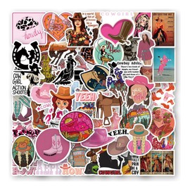 Vaqueras Femeninas Cute Estilo Oeste Encanto 50 Calcomanías Stickers PVC Vs Agua Stickers Variados Sin Repetir Impermeables Removible Diseños Únicos para Electrónicos, Laptops, Termos, Celulares