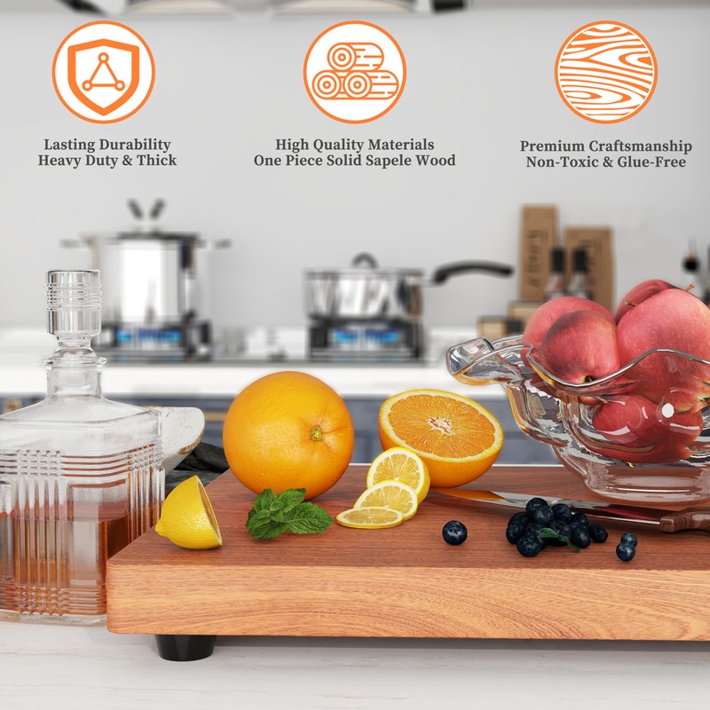 Brosisincorp Solid Sapele Wood Cutting Board - Medium 14.96" x