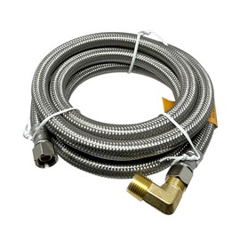 PROCURU 2-Pack 6-Ft Stainless Steel Dishwasher Hose with Elbow, 3/8" Comp x 3/8" Comp, Universal Dishwasher Water Supply Line, Certified Safe (9SDE-2P)