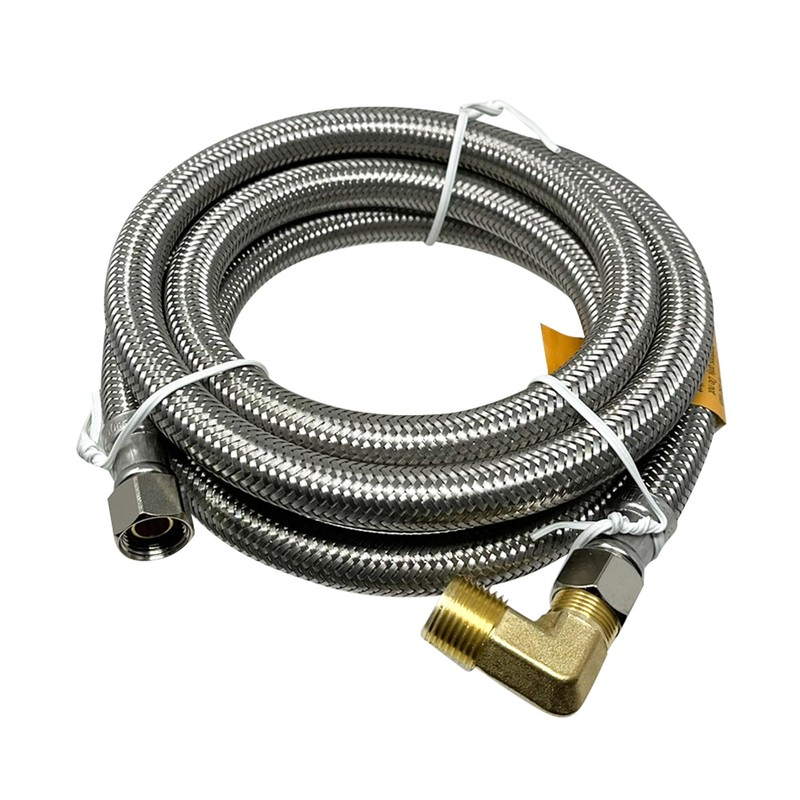 PROCURU 2-Pack 6-Ft Stainless Steel Dishwasher Hose with Elbow, 3/8"