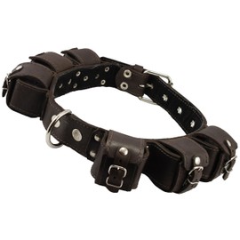 6lbs Genuine Leather Weighted Dog Collar for Exercise and Training. Fits 19"-24" Neck Size
