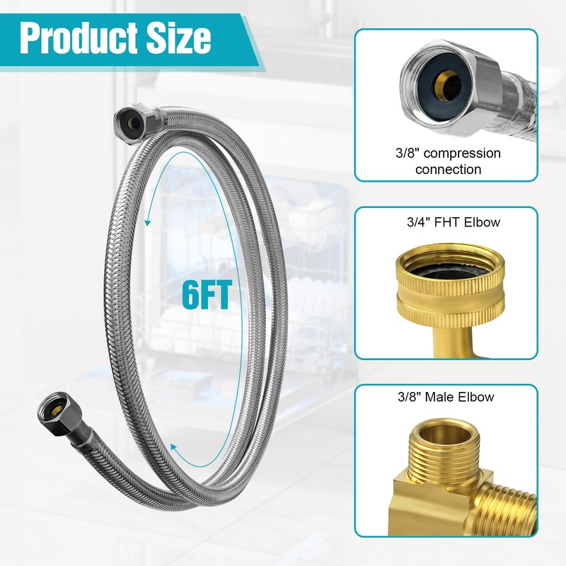 11051476 Dishwasher Water Supply Hose Kit Replacement for SMZSH002UC, SMZSH1ABUC