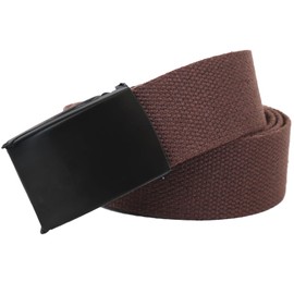 Shunshi Belts for Men, Unisex Canvas Belt for Men Women, Adjustable Work Belts with Metal Free Buckle, No-hole Nylon Golf Belt Fits Anywhere, Quick Release Mens Metal Canvas Buckle Belt (Brown,130cm)