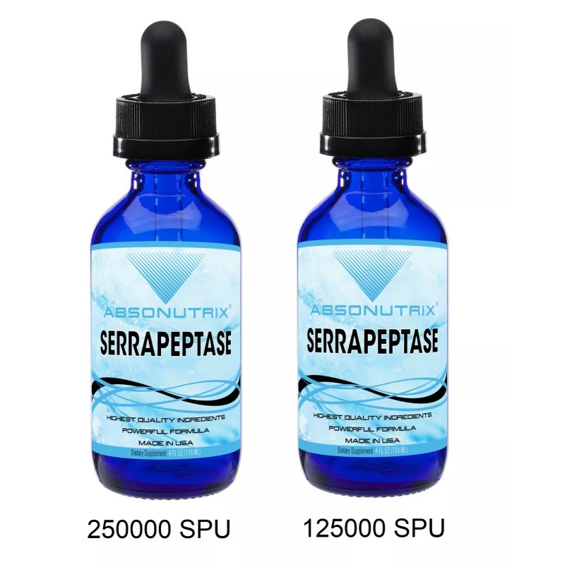 Absonutrix Liquid Serrapeptase 125000 SPU and 250000 SPU combo 4flOz