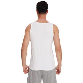 WiWi Viscose from Bamboo Men's Tank T-Shirt Soft Crewneck Undershirts Moisture Wicking Sleeveless Tanks S-XXL, Raw White, Large