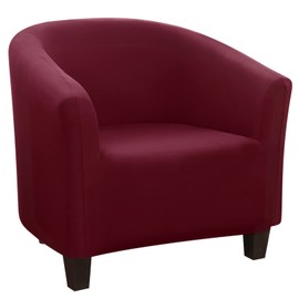 SearchI Club Chair Slipcover Stretch Barrel Chair Covers Solid Color Tub Chair Slipcovers Spandex Armchair Sofa Cover Removable Couch Furniture Protector Arm Chair Cover for Living Room(Pure Wine Red)