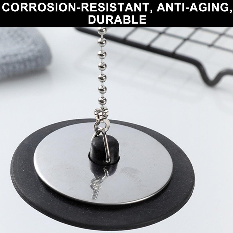 Universal bath plug with Stainless Steel Chain, bath plug replacement,