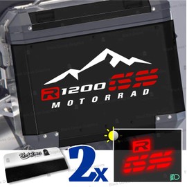 Black Doves Graphics 2 x R1200GS Motorcycle R1200 Adventure Sticker R 1200 GS for Touratech GIVI Trekker Outback Panniers (White/Red)