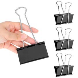 JJUNW 3in Extra-Large Black Binder Clips, 24 Pack Jumbo Heavy-Duty Paper Clamps, Office Binder Clips 75mm Width for Paper Documents School Office Home Supplies Organization