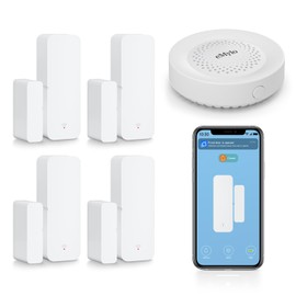 eMylo Door Alarm Sensor 4 Packs WiFi Door Window Sensor,100dB Alarm Suit for Home and Basement Compatible with TUYA/Smart Life(Supports 2.4G WiFi only)