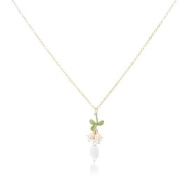 IQUQIXL Lily of the Valley Necklace for Women, Green Paint Leaves and Lily Flower Pearl Pendant Floral Tassel Charm Wedding Spring Summer Jewelry (Style 9)