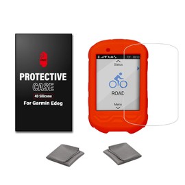 Chooee 4D Silikon Schutzhülle für Garmin Edge 530 mit Displayschutz Fahrrad GPS Schutzhülle Rot