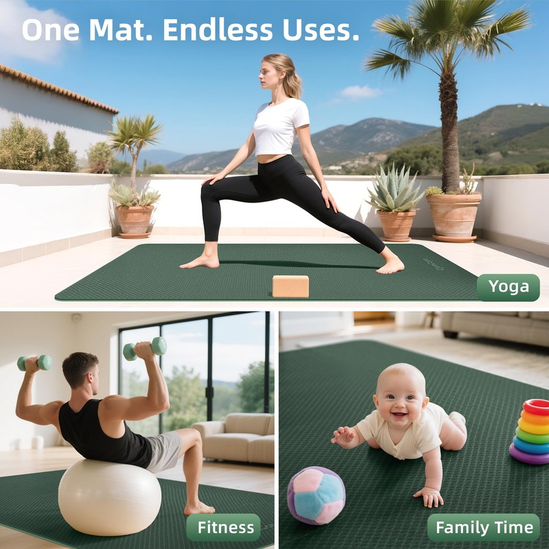 GymCope Extra Large Yoga Mat – 72"x48" or 78"x57", Non-Slip