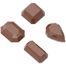 Chocolate World 1632 Assorted-Faceted-Gems Polycarbonate Candy Mold with 24 Cavities; Overall Mold Size 275mm x 135mm x 24mm High