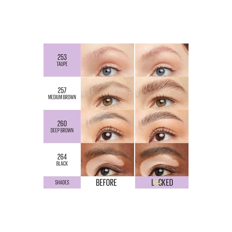 Maybelline Super Lock Brow Glue Gel para Cejas, Impermeable con