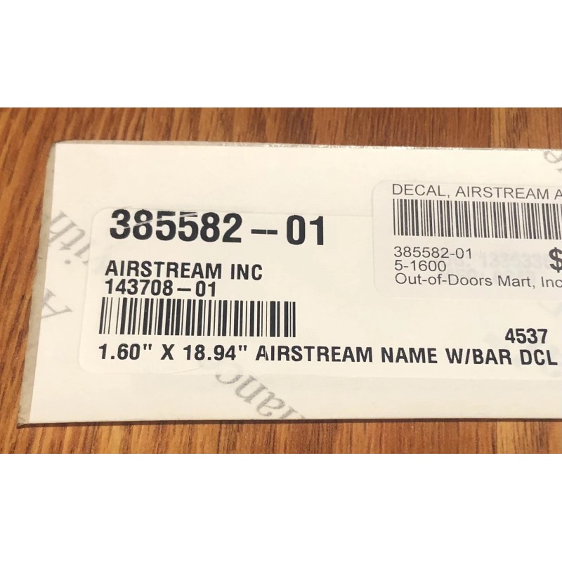 OEM Vintage Airstream Decal 385582-01 OEM