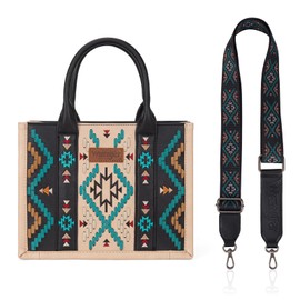 Montana West X Wrangler Whipstitch Aztec Tote bag for Women Western Crossbody Purses Top-handle Satchel HandBags WG2214-8120BK