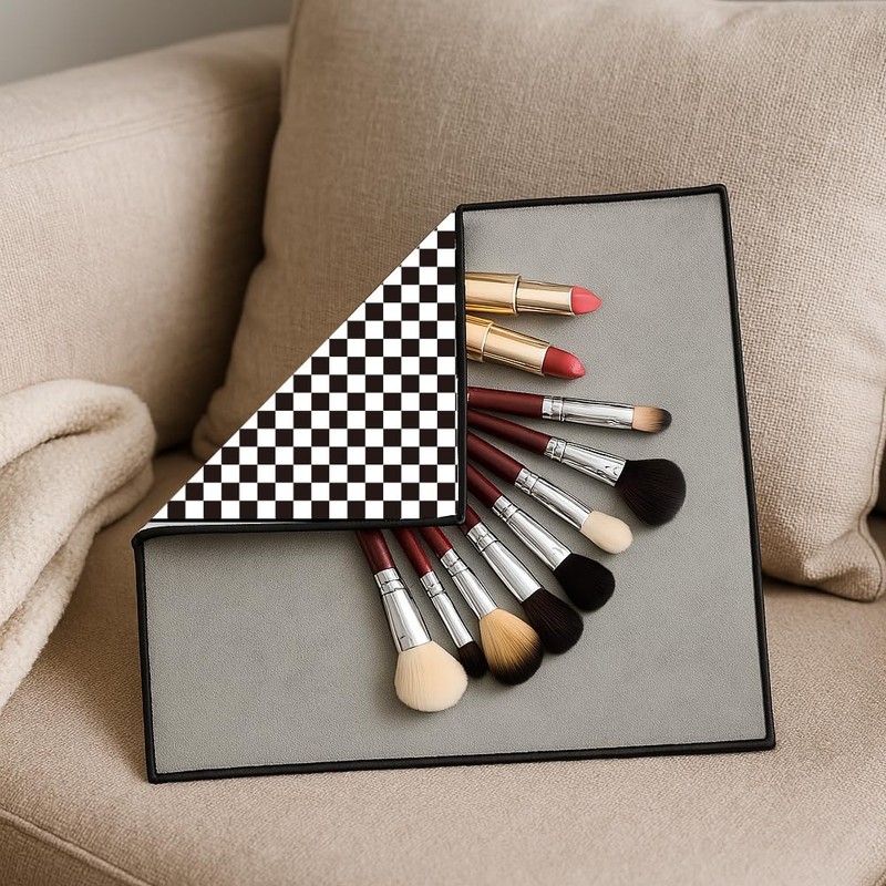 DOODLREAM 2 Sheets Self-Adhesive Magic Cloth Checkered Travel Makeup Bag
