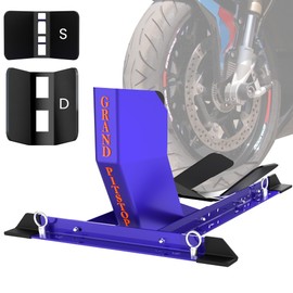 GRAND PITSTOP Universal Wheel Chock for Motorcycle Stand for Trailer Completely Adjustable Detachable Foldable Wheel Chock (Blue)