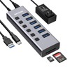 Hub USB alimentado con lector de tarjetas TF/SD, concentrador USB