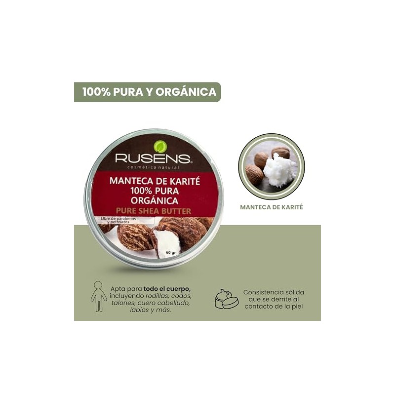 Rusens Manteca Karité 100 Pura Orgánica Excelente Regenerante Natural Extra