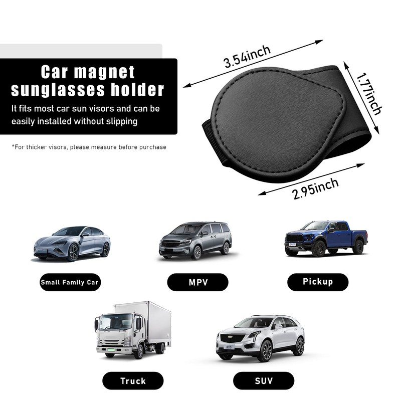 Sunglass Holders for Car Sun Visor,Magnetic Leather Eyeglass Hanger Clip