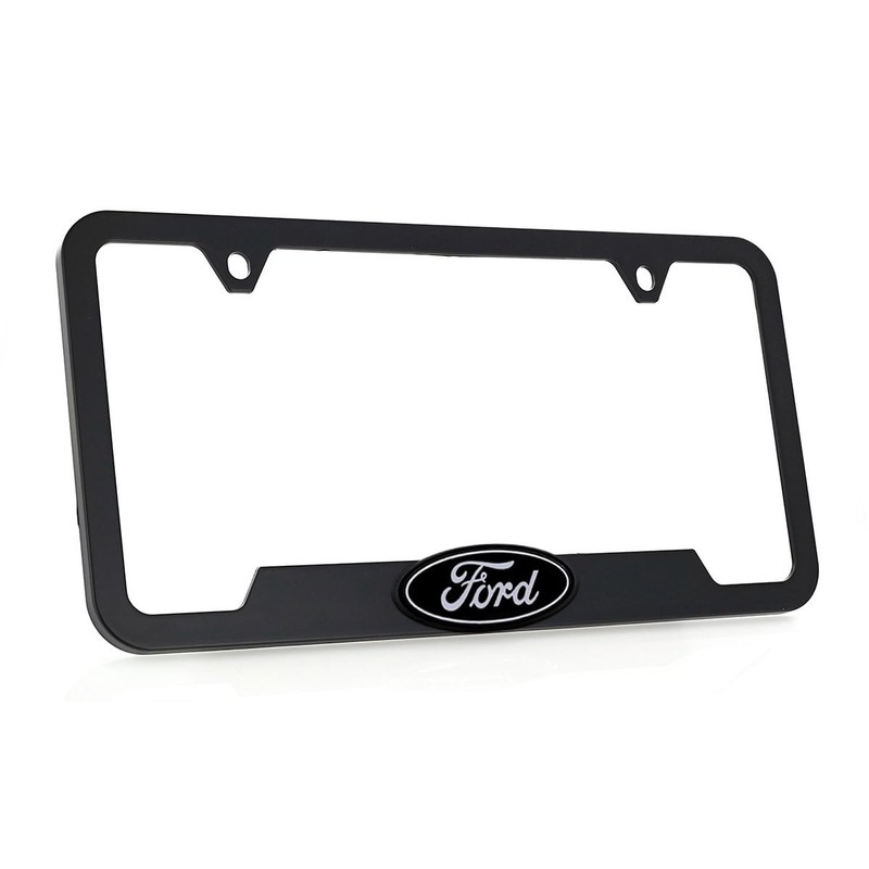 Ford 3D Badge Logo Black ABS Plastic License Plate Frame