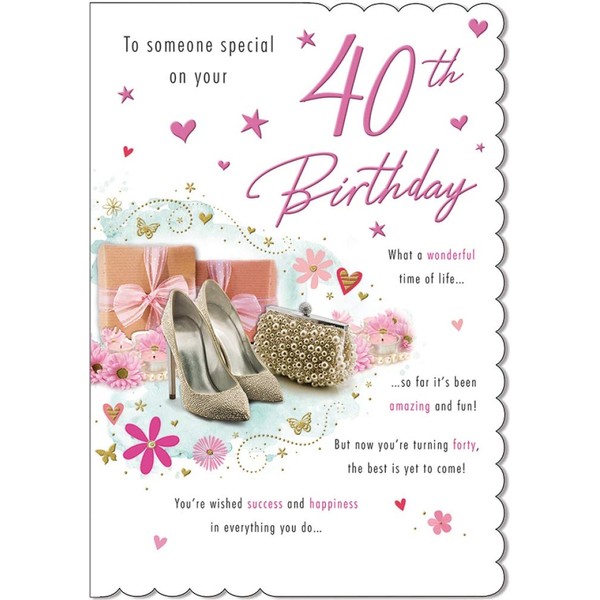 Traditional Milestone Birthday Card Age 40 F - 9 x