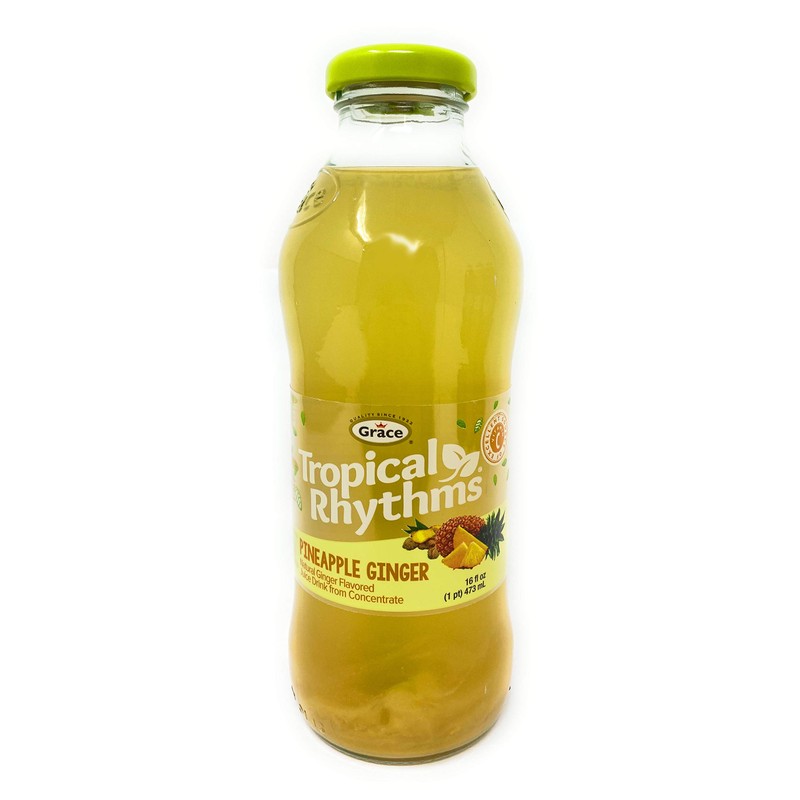 Grace Tropical Rhythms Pineapple Ginger Jamaican Fruit Juice 16oz, 6