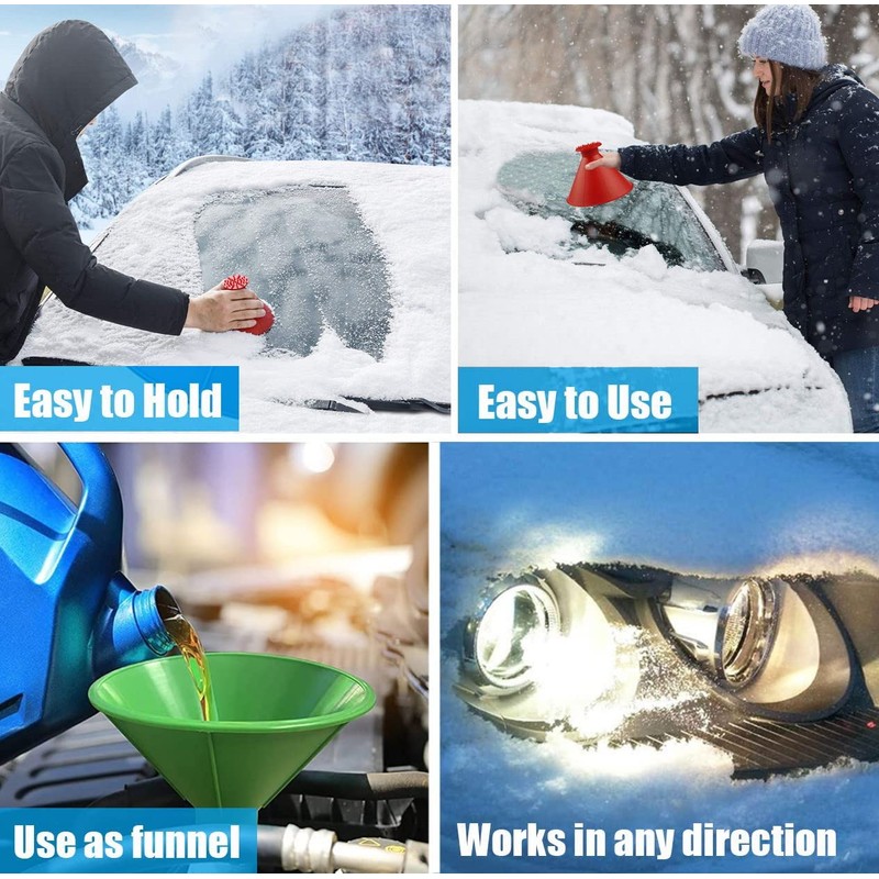 4 Pack Magical Ice Scraper, Round Snow Scraper for Car