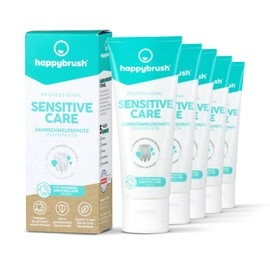 happybrush Sensitive Toothpaste Care & Protect Formula Reduces Pain Sensitivity & Strengthens Weakened Enamel, Toothpaste Pack of 5 with Fresh Herbal Flavour