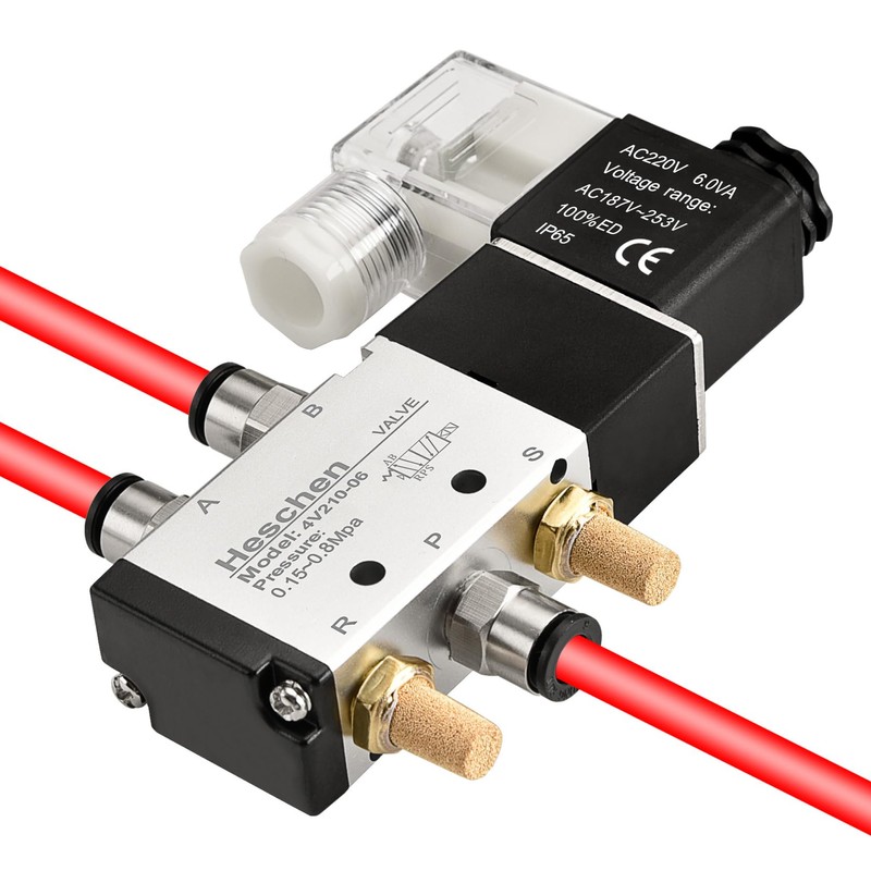Heschen Electrical Pneumatic Solenoid Valve 4V210-06 AC220V PT1/8 5 Way