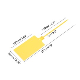 Rebower 50 Pcs Plastic Tags Yellow Shipping Tags Blank Water Proof Tags Locking Key Labels with 4X Marker Pens+60 x Sticker Labels for Office Automotive Shop Supplies