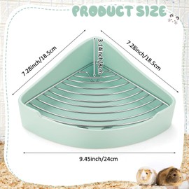 Eccliy Ceramic Corner Litter Box for Small Pets, Tip-Proof, Chew-Resistant, Triangle Potty Trainer Pet Pan for Hamster, Guinea Pig, Sugar Glider, Hedgehog, Hamster, Chinchilla, Ferret(Cyan)