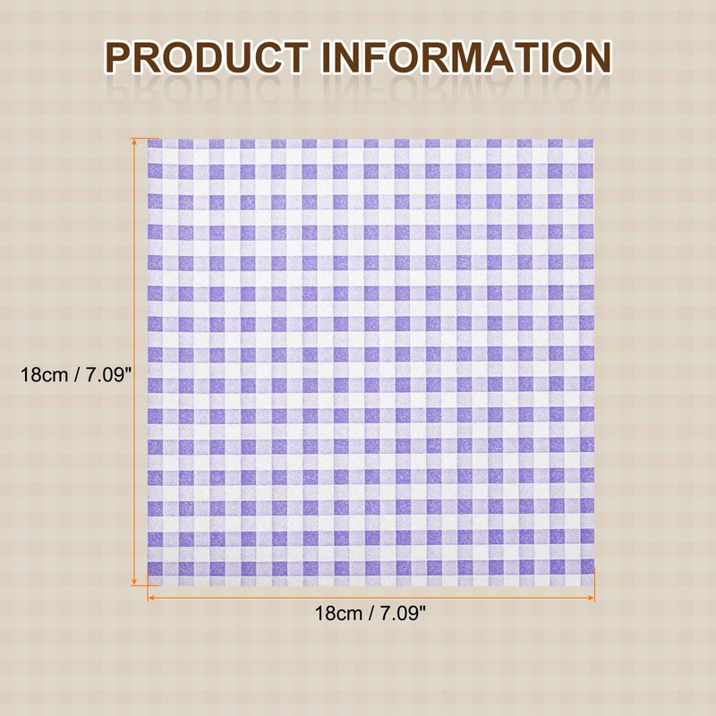 HARFINGTON 300pcs Square Checkered Wax Paper Sheets 7.09" x 7.09"