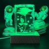 Toolzia 3D Crystal Rose Night Light with Wood Base