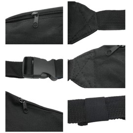 Unisex Fanny Pack for Women Men, Fashion Sporty Multi-purpose 2-Zipper Waist Belt Bag Fanny Pack Waist Bag Adjustable Strap for Sport Hiking Traveling Passport Wallet (Black)