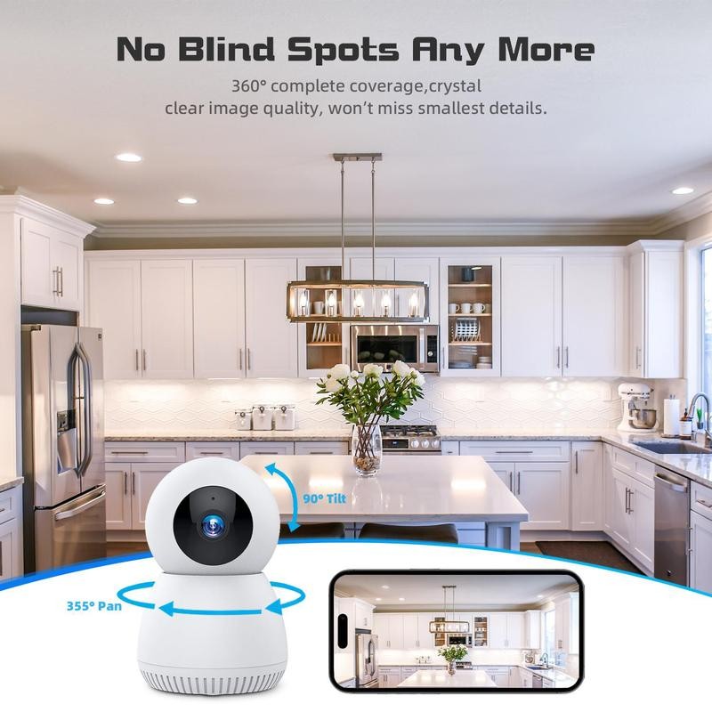 Indoor Security Camera with Motion Detection Siren Night Vision Two-Way
