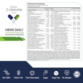 ETERNAL NUTRITION Men's Daily: Multivitamínico Hombre 4 en 1 (200 Caps) | Vitaminas, Minerales, Zinc, Complejo B y Adaptógenos · 100 Porciones · 1560 