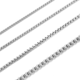 RWQIAN Mens Stainless Steel Chain Necklace Silver 65cm Men Venetian Thin Chain Necklace Width 2mm for Women