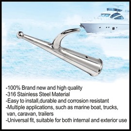 Marine Grade 316 Stainless Steel Replacement Hook，Boat Hook Raft Boat Head End Kayak Watercraft Yacht Accessories Raft (Inner Diameter:34mm)