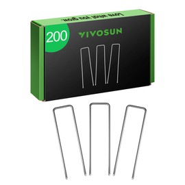 VIVOSUN 6-Inch 200-Pack Garden Stakes, 11-Gauge Galvanized Steel U-Shaped Staples for Landscape Fabric, Ground Cover, Soaker Hose, Irrigation Tubing, and Fence Securing