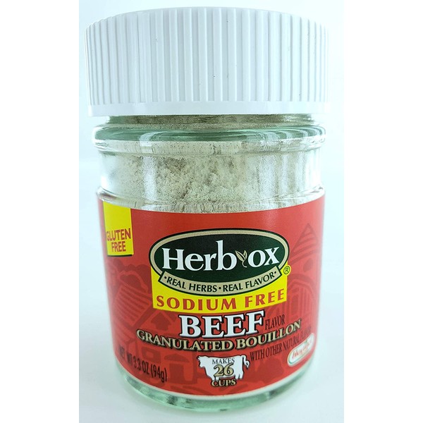 Herb-Ox Sodium-Free Beef Flavored Granulated Boullion, 3.3 Ounce (2 jars)