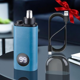 Ear and Nose Hair Trimmer, Type C Rechargeable Trimmer, Durable Hair Trimmer for Easy Cleansing, Travel Size, Winter & New Year Gift, Thanksgiving Gift, Winter Gift - Color: Blue, Specification: Nose hair trimmer